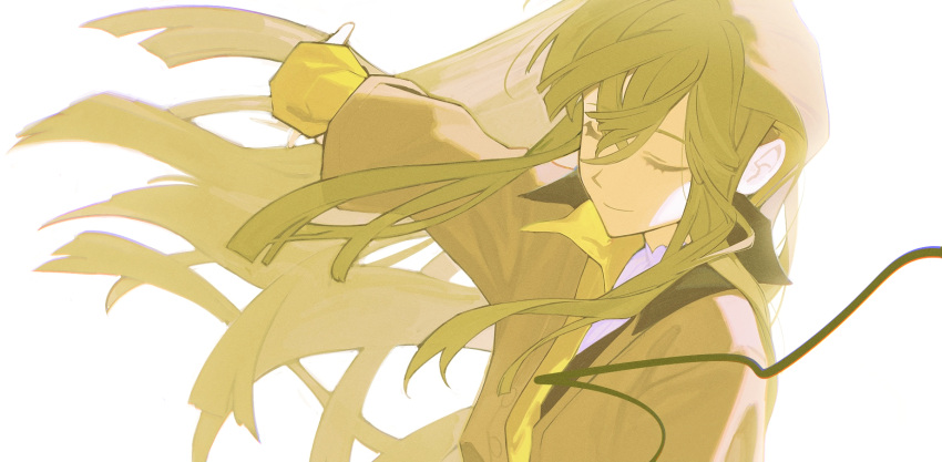 1girl, ays1071, brown_hair, closed_eyes, closed_mouth, hair_between_eyes, highres, jacket