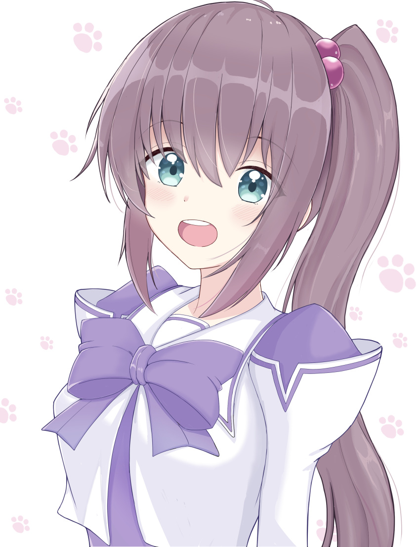 1girl, absurdres, blue_eyes, blush, bow, breasts, brown_gloves, gloves