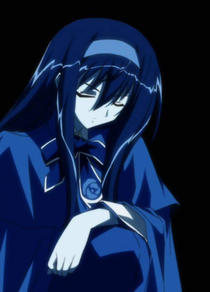 artist_request, blue, cap, capelet, cloak, closed_eyes, dark, hairband