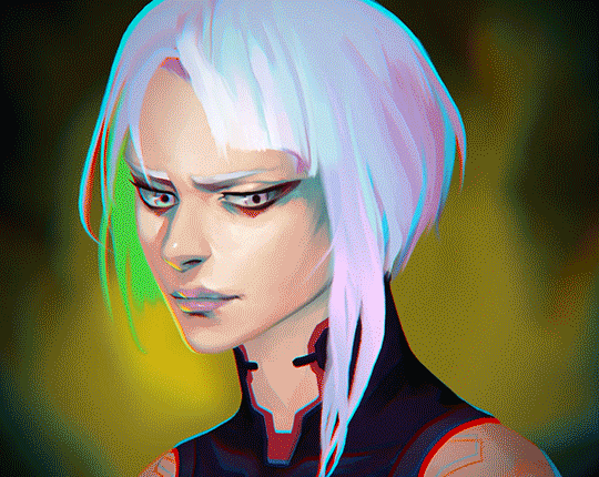 1girl, animated, animated_gif, blue_eyes, cropped_shoulders, cyberpunk_(series), cyberpunk_2077, cyberpunk_edgerunners