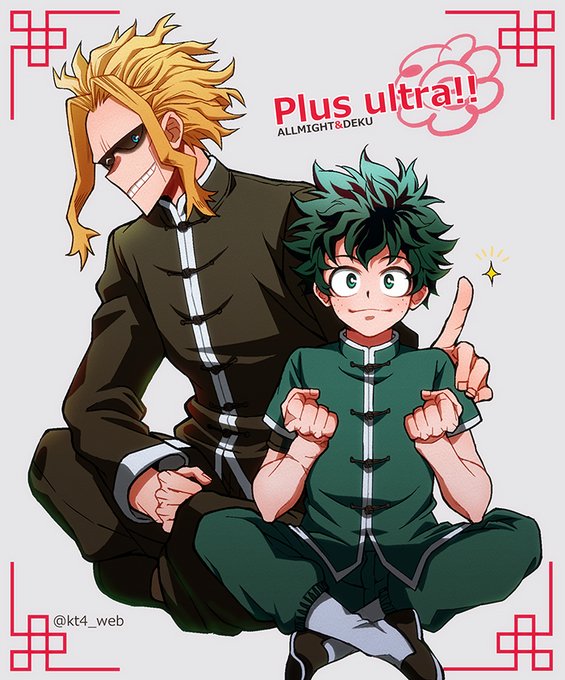 2boys, alternate_costume, black_sclera, blonde_hair, boku_no_hero_academia, bright_pupils, chinese_clothes, clenched_hands
