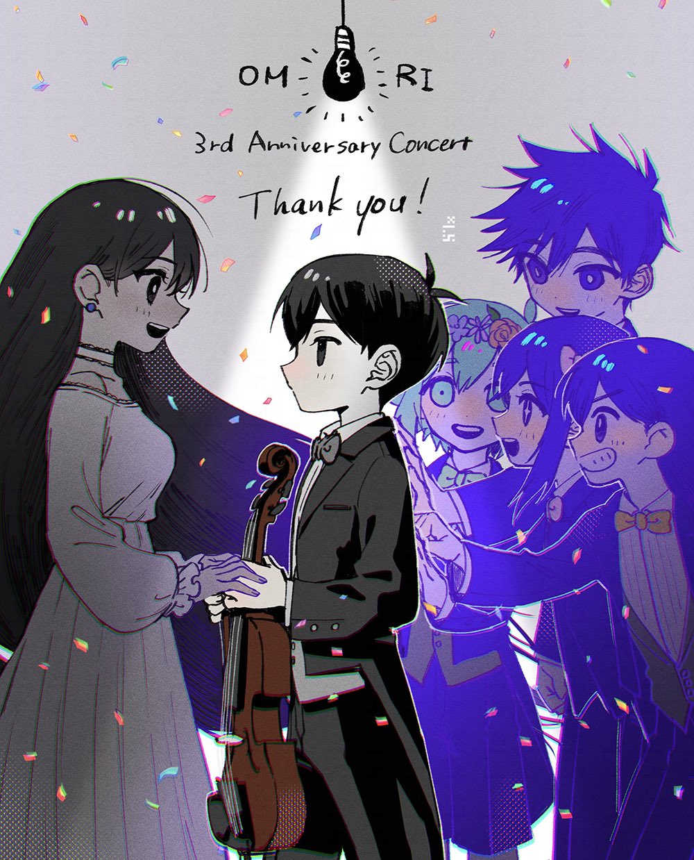 2girls, 4boys, anniversary, aubrey_(headspace)_(omori), aubrey_(omori), basil_(headspace)_(omori), basil_(omori), black_hair