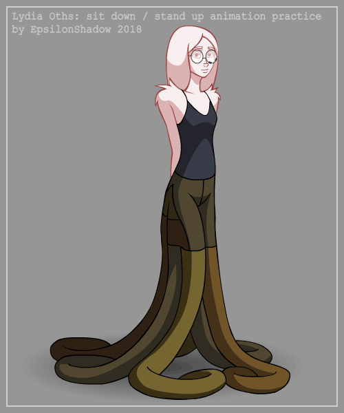 2018, animated, animated_gif, arms_behind_back, artist_name, black_camisole, breasts, camisole