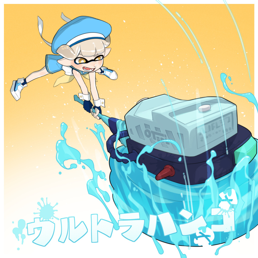 1boy, anchor_ornament, black_gloves, blonde_hair, blue_collar, blue_footwear, blue_headwear, blue_sailor_collar