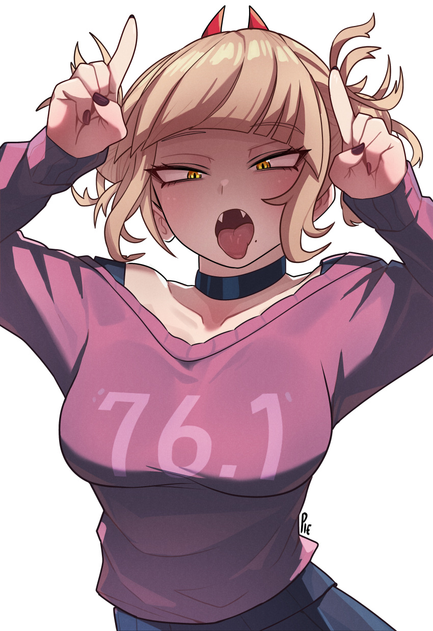 1girl, absurdres, alternate_costume, bags_under_eyes, black_choker, black_nails, blonde_hair, boku_no_hero_academia