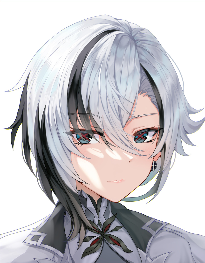 1girl, arlecchino_(genshin_impact), black_eyes, black_hair, commentary_request, genshin_impact, highres, looking_at_viewer