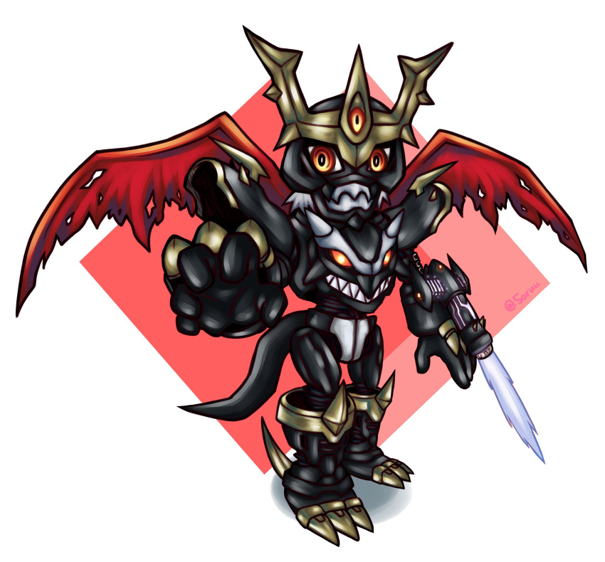 5oruu, armor, cannon, claws, digimon, dragon, dragon_boy, energy_sword