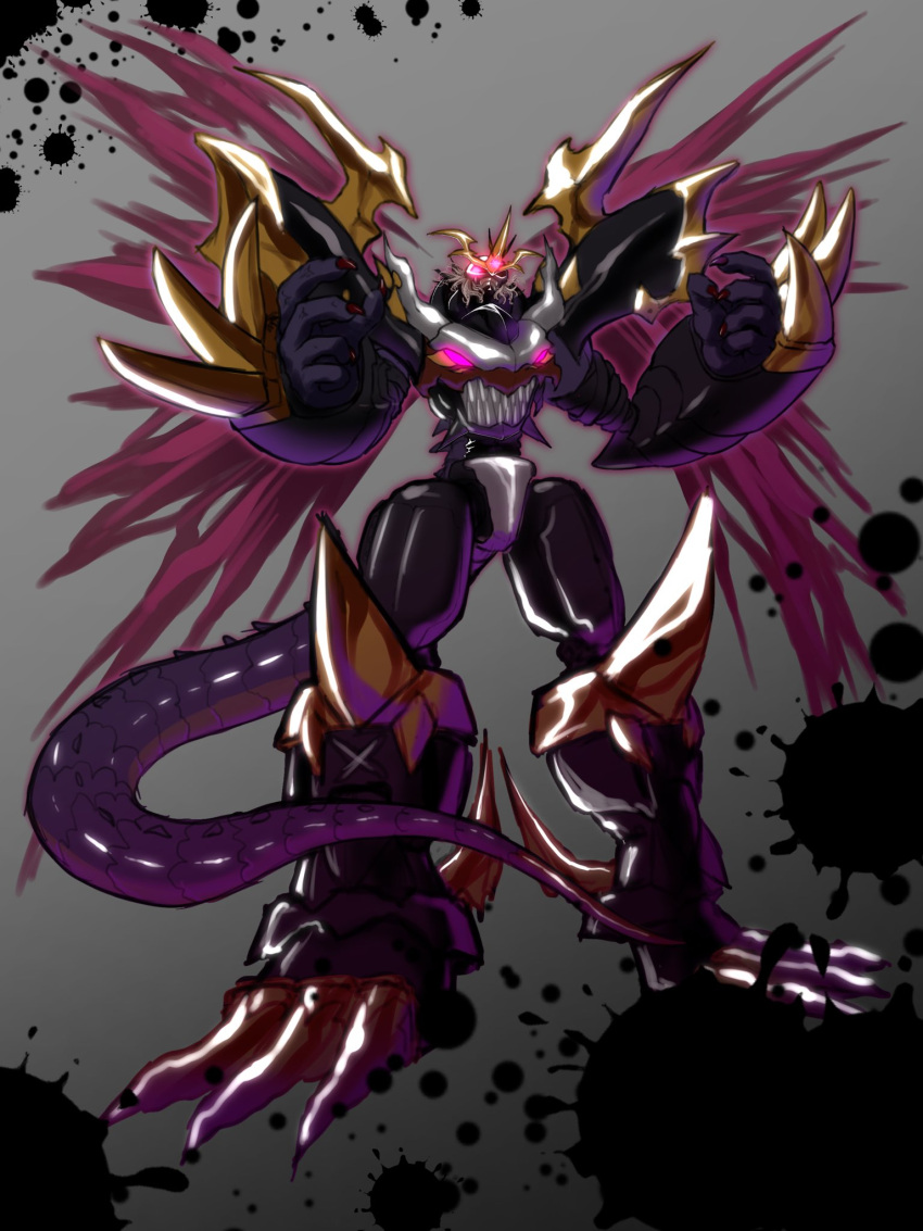 armor, claws, digimon, dragon, dragon_boy, gerusyu, glowing, glowing_eyes