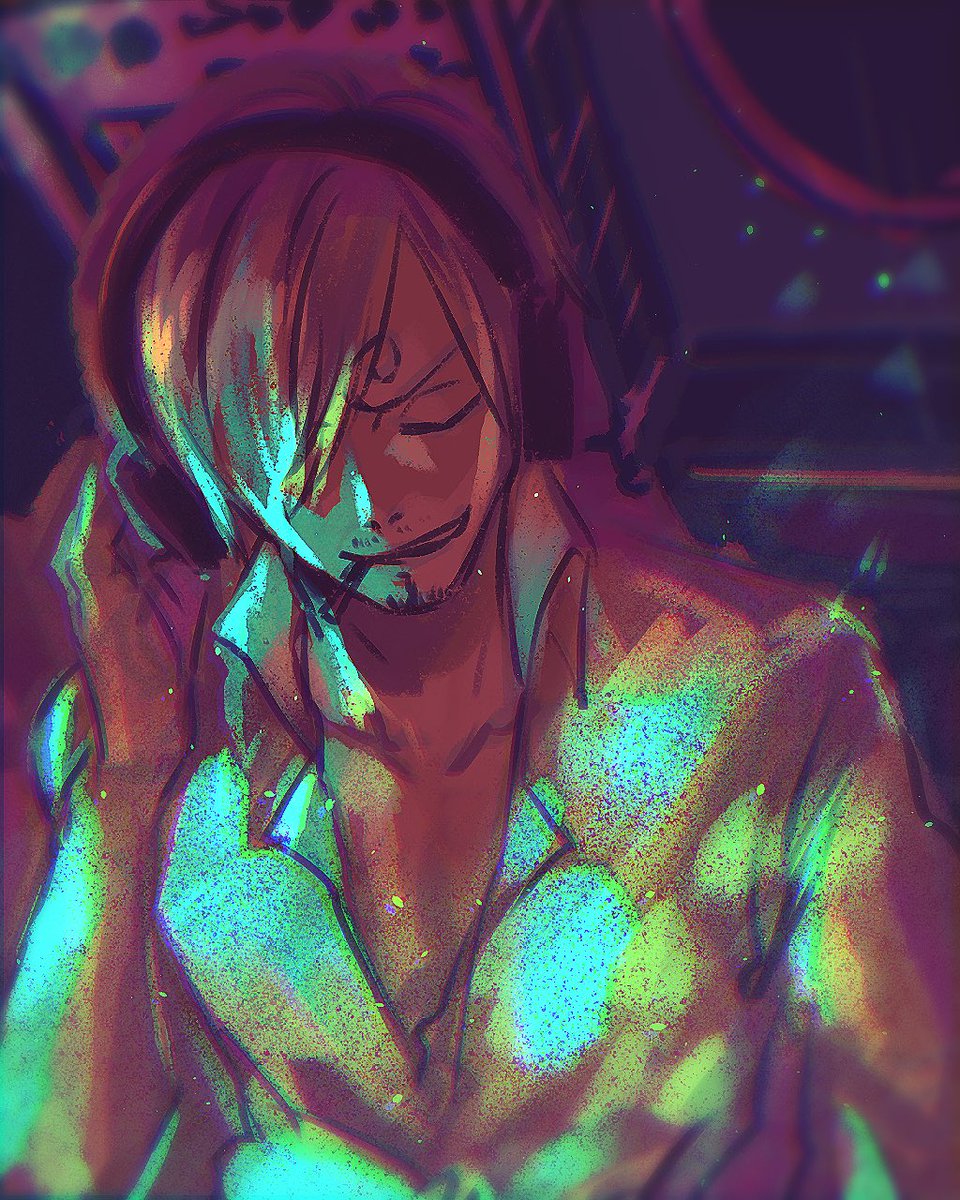 1boy, archived_source, bad_id, bad_twitter_id, blurry_border, cigarette, facial_hair, goatee