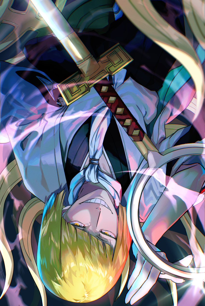 1boy, absurdres, asada_sadao, ascot, bankai, black_kimono, bleach, bleach:_sennen_kessen-hen