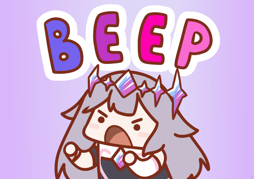 1girl, absurdres, angry, blush_stickers, censored_text, chest_jewel, chibi, dress