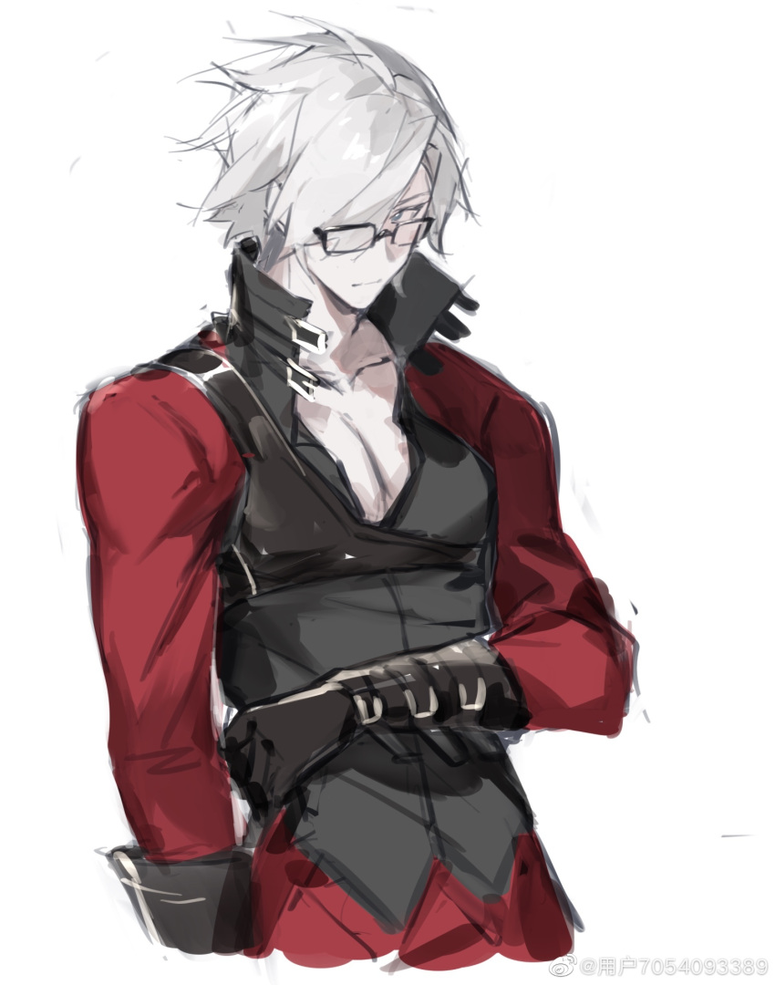 1boy, belt, bishounen, black_gloves, blue_eyes, coat, dante_(devil_may_cry), devil_may_cry_(series)