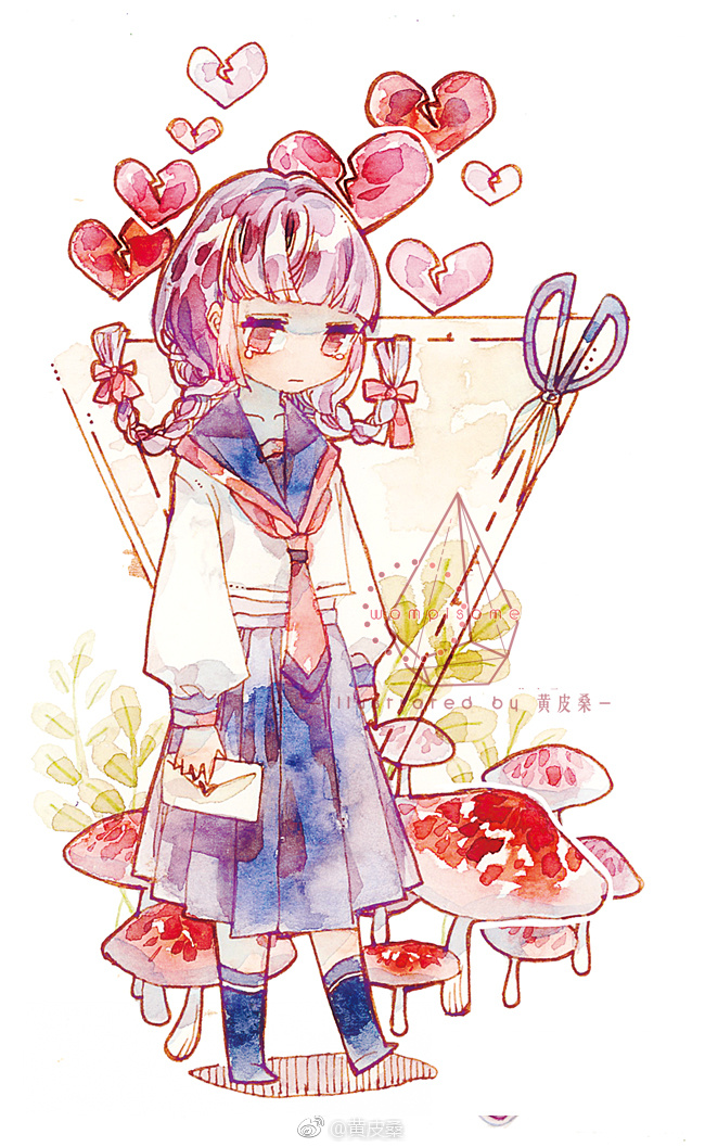 1girl, blue_footwear, blue_sailor_collar, blue_serafuku, blue_skirt, blunt_bangs, blunt_ends, boots