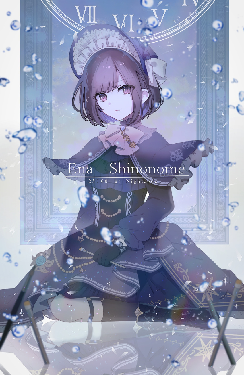 1girl, avsytw4jguvya8p, black_gloves, black_socks, bow, bowtie, braid, brown_eyes