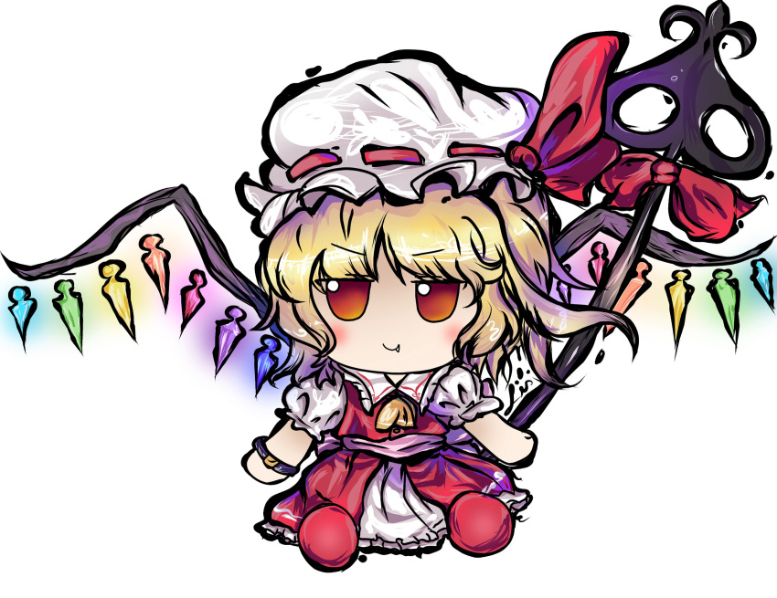 1girl, ascot, blonde_hair, blush, bow, bracelet, chibi, collared_shirt