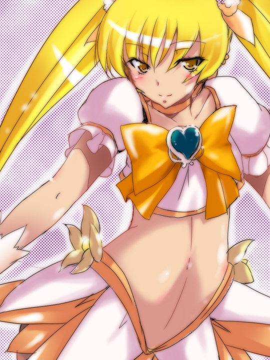 blight_sphere, blonde_hair, blush, cure_sunshine, futari_wa_precure, heart, heartcatch_precure!, magical_girl