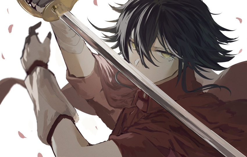1boy, absurdres, asymmetrical_sleeves, bandaged_arm, bandages, black_hair, bungou_stray_dogs, cloak