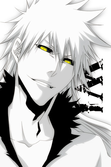 black_sclera, bleach, kurosaki_ichigo, long_hair, male, masa_itsuki, masaki_(logic15), shirosaki, solo, white_hair, white_skin, yellow_eyes
