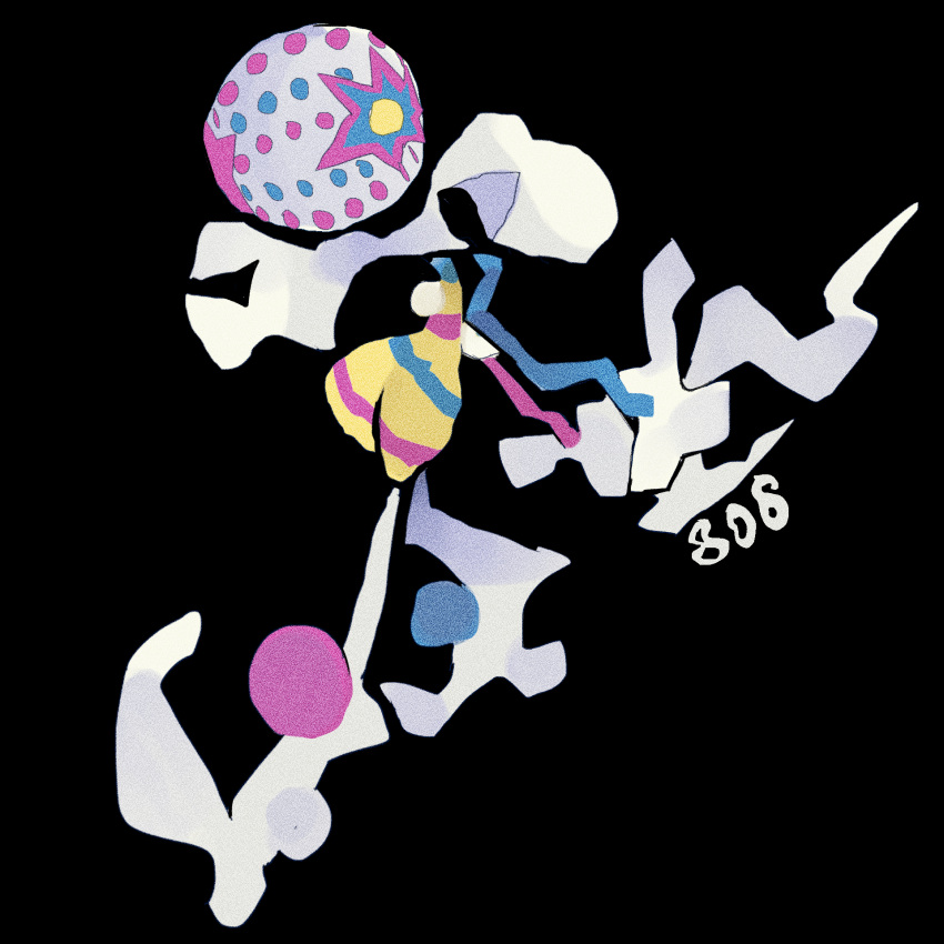 blacephalon, black_background, deadfishspy, full_body, highres, no_humans, pokemon, pokemon_(creature)