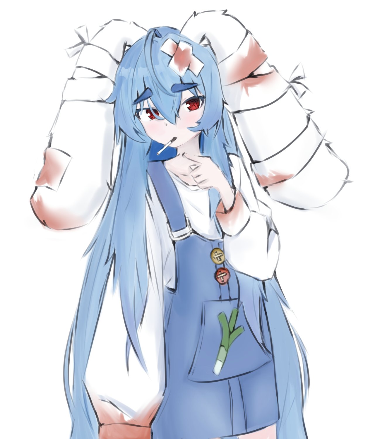 1girl, @_@, ahoge, animal_ears, bandages, blood, blood_on_clothes, blood_stain