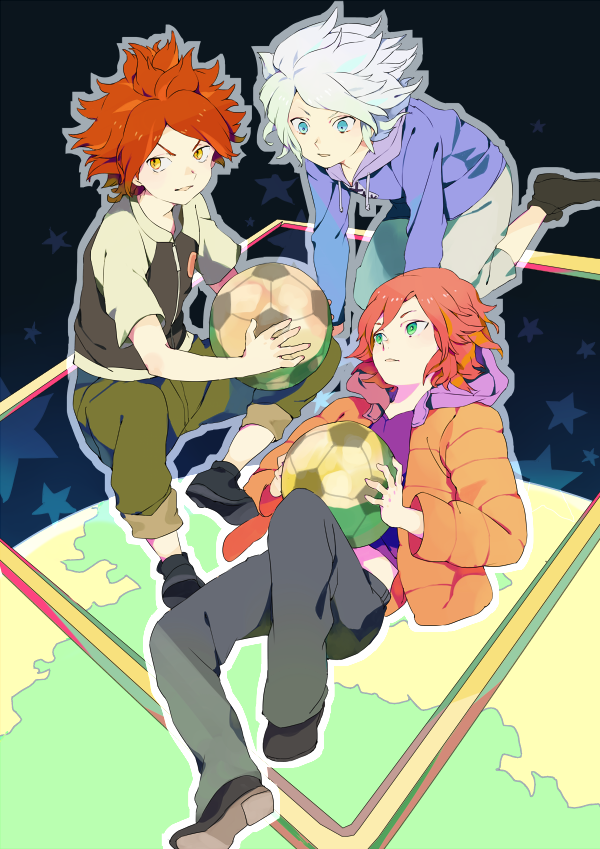 bad_id, ball, blue_eyes, casual, green_eyes, hoodie, inazuma_eleven, jacket