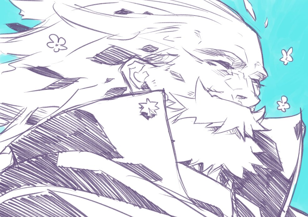 1boy, beard, blue_background, cape, closed_eyes, facial_hair, fate/grand_order, fate_(series)