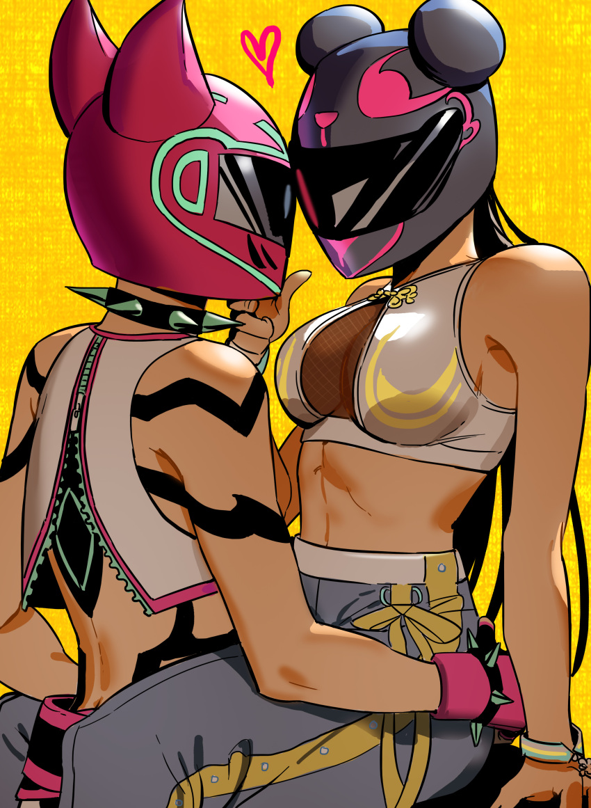 2girls, absurdres, arm_support, bbubbubbobbo123, bracelet, breasts, chun-li, cleavage