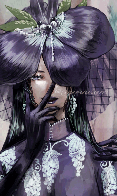 1girl, black_hair, chinese_clothes, commentary_request, dress, elbow_gloves, flower, flower_on_head