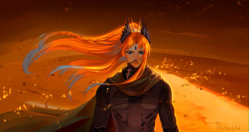 absurdres, arknights, bird_boy, dankashu, desert, dune_(planet), dune_(series), facial_mark