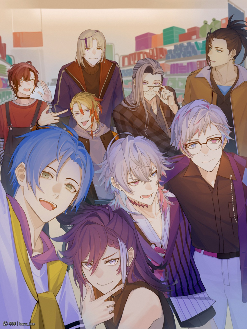 6+boys, artist_name, axel_syrios, banzoin_hakka, bettel_2_(gavis_bettel), blonde_hair, blue_eyes, blue_hair