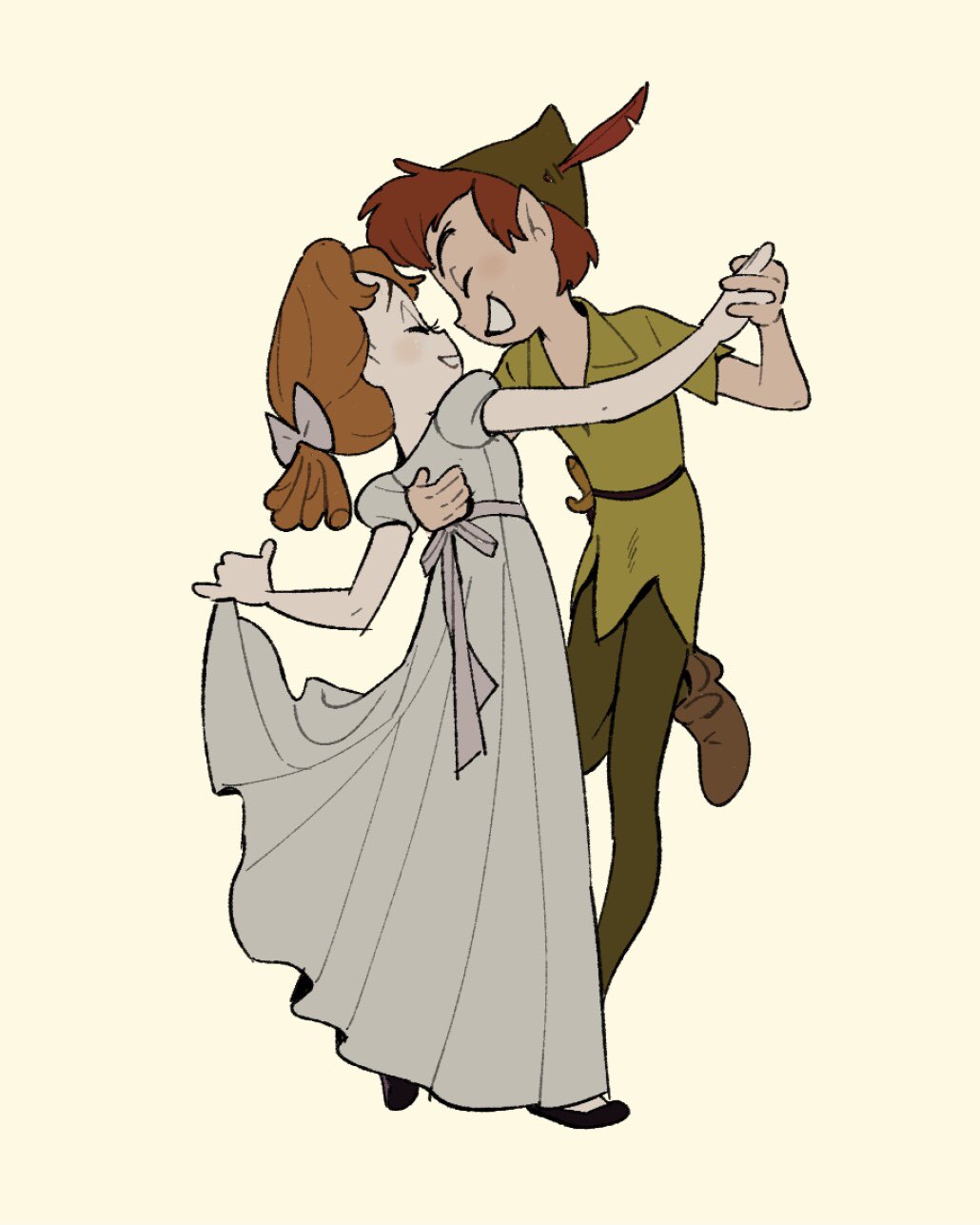 1boy, 1girl, blue_nightgown, bow, brown_footwear, camisole, closed_eyes, collared_shirt
