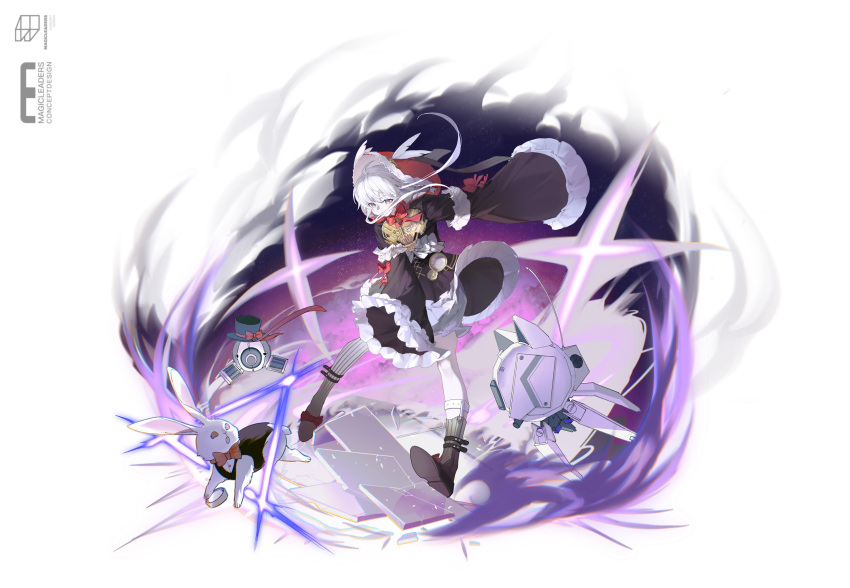 1girl, absurdres, ahoge, animal, animal_ears, ankle_belt, ankle_socks, attack