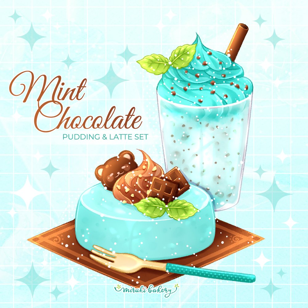 artist_name, bear, blue_background, candy, chocolate, chocolate_bar, chocolate_chip, chocomiruki