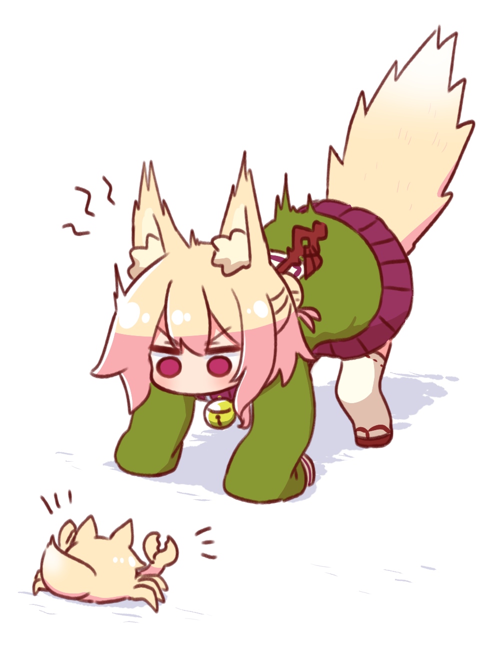 1girl, ^^^, all_fours, animal_collar, animal_ear_fluff, animal_ears, animalization, bell
