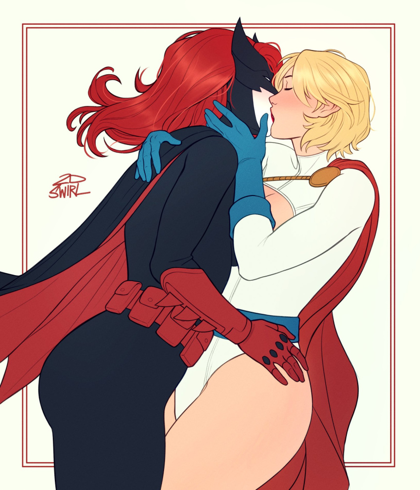 2dswirl, animal_ears, applying_makeup, ass, bat_ears, batwoman, belt, black_bodysuit