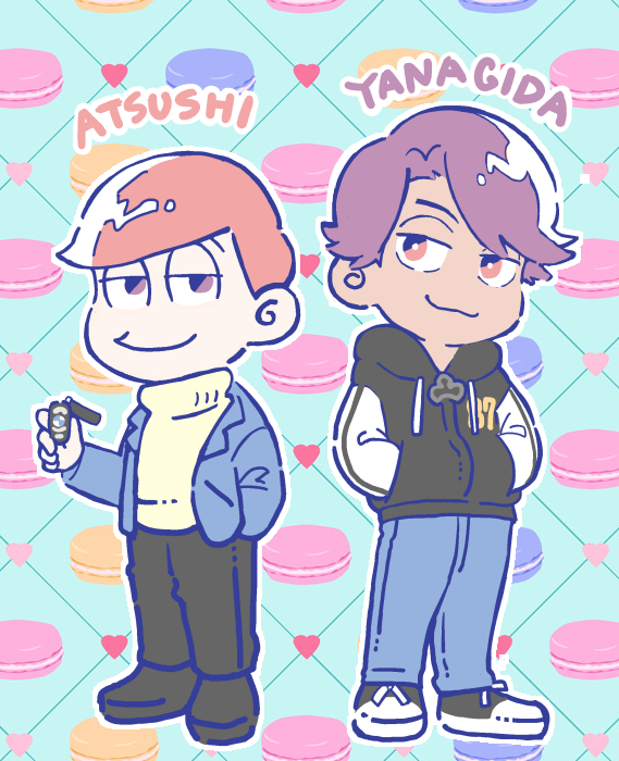 :3, atsushi_(osomatsu-san), car_keys, chibi, drawstring, food_print, jacket, jitome