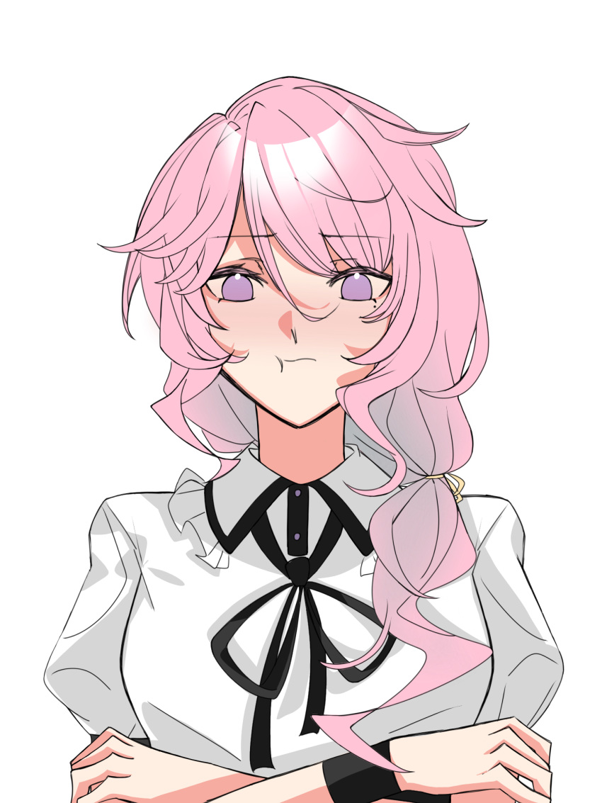 1girl, blush, collar, crossed_arms, douluo_dalu, dress, frilled_collar, frills