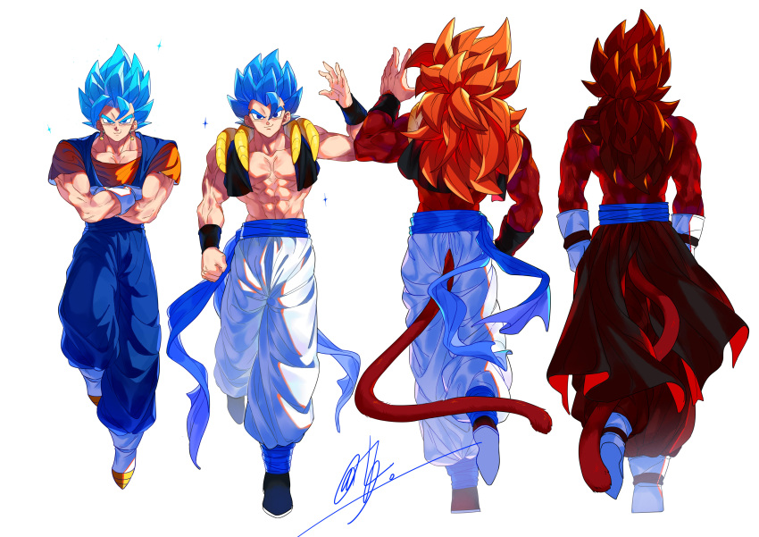 absurdres, biceps, blue_eyes, blue_sash, body_fur, closed_mouth, dragon_ball, dragon_ball_gt