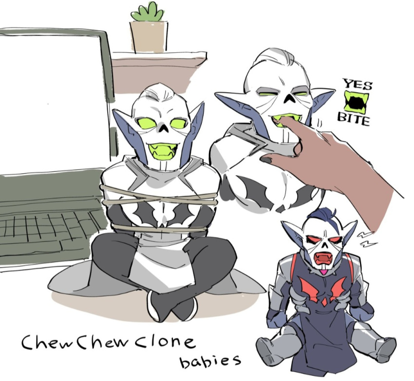 computer, green_eyes, hordak, red_eyes, she-ra_and_the_princesses_of_power, white_background, worng_hordak, yutaka7