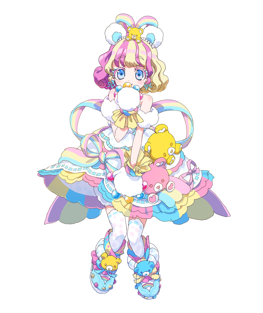 1girl, amauri_miruki, amauri_miruki_(primagista), animal_ears, animal_hands, bear_ears, bear_hair_ornament, blonde_hair
