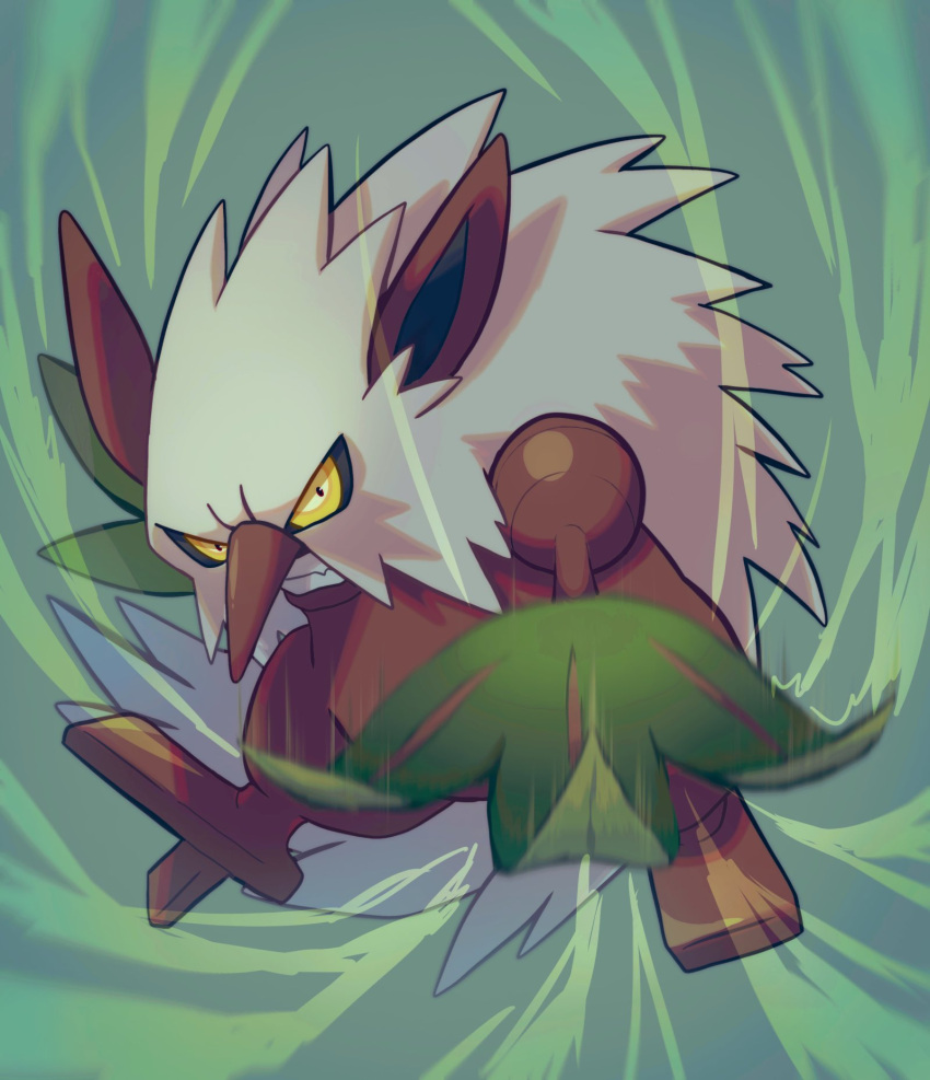 commentary_request, full_body, green_background, highres, legs_apart, motion_blur, no_humans, pokemon