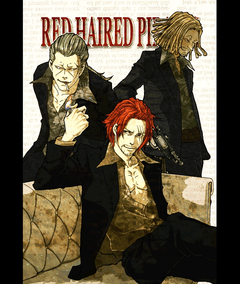 3boys, alternate_costume, bad_id, bad_pixiv_id, benn_beckman, black_eyes, brown_hair, cigarette