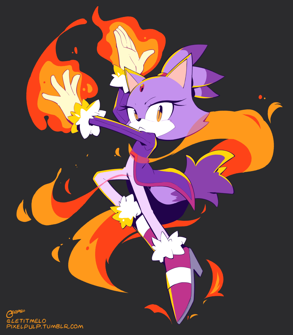 1girl, animal_ears, blaze_the_cat, cat_ears, cat_girl, cat_tail, eyelashes, forehead_jewel, fur-trimmed_footwear, fur-trimmed_gloves, fur_trim, gloves, high_heels, letitmelo, looking_at_viewer, pants, pink_footwear, ponytail, purple_fur, simple_background, sonic_(series), tail, white_gloves, white_pants, yellow_eyes
