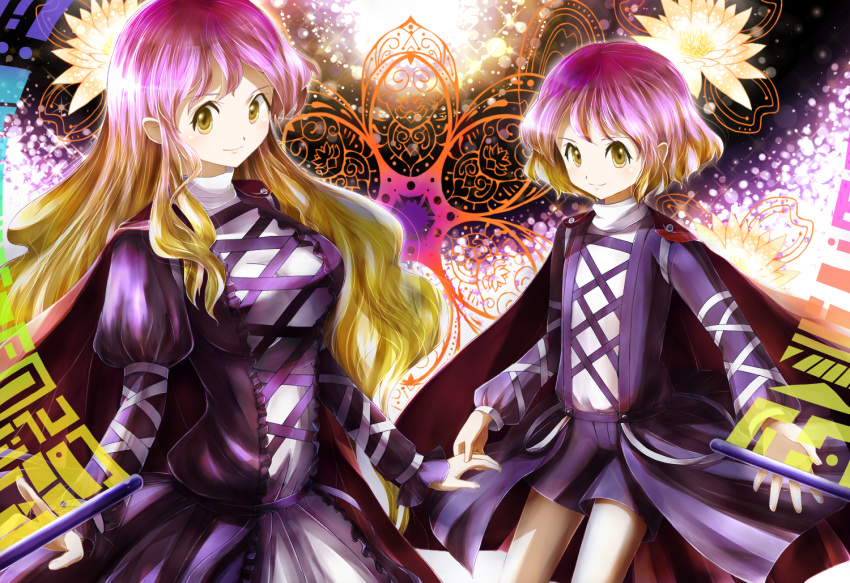 brother_and_sister, dress, gradient_hair, hijiri_byakuren, hijiri_myouren, long_hair, multicolored_hair, multiple_girls