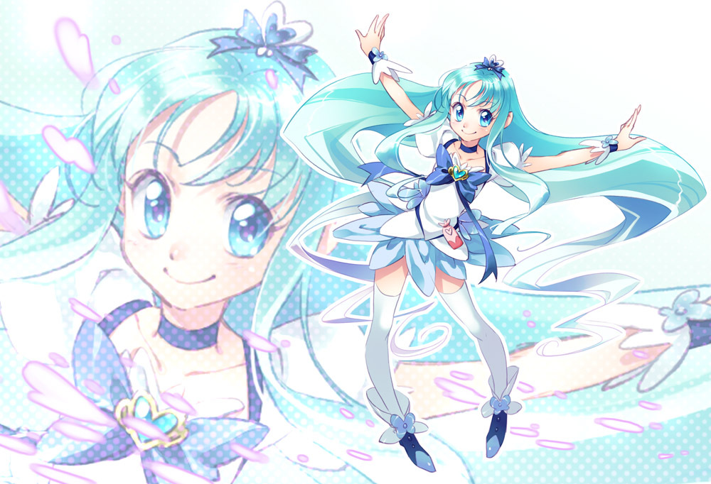 blue, blue_eyes, blue_hair, choker, cure_marine, futari_wa_precure, hair_ornament, heartcatch_precure!