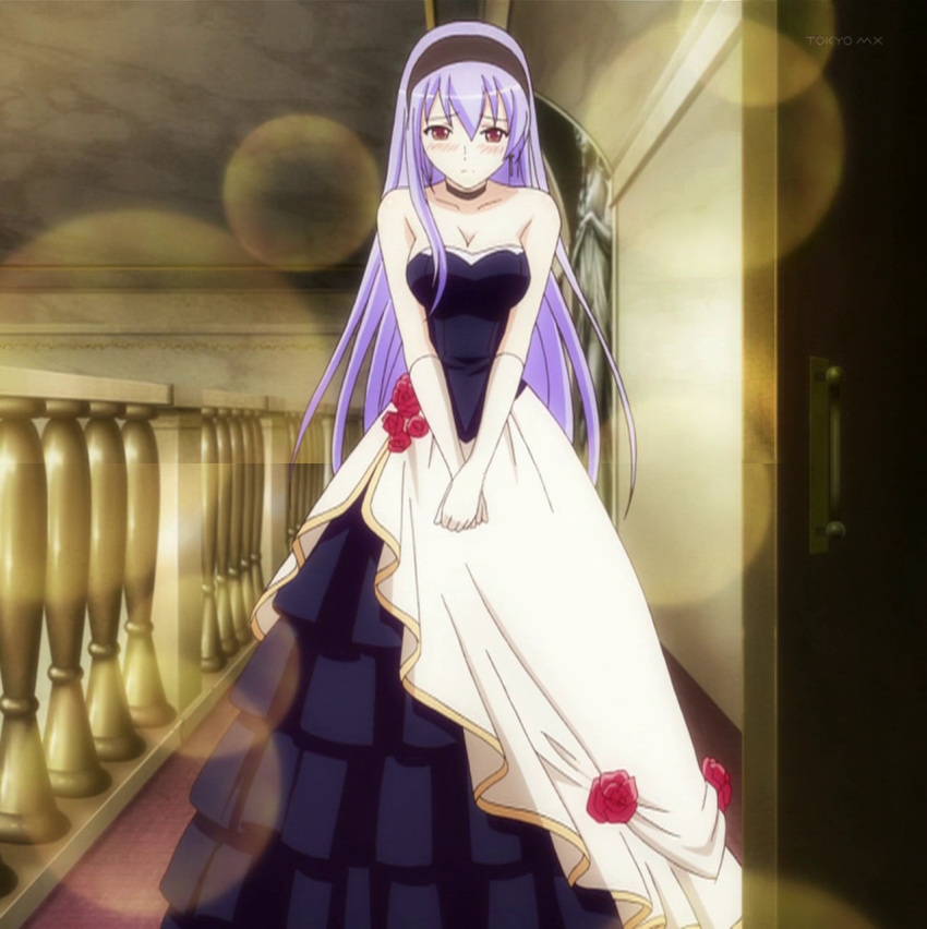 blush, chelsea_arcot, dress, hairband, long_hair, orange_eyes, purple_hair, screenshot