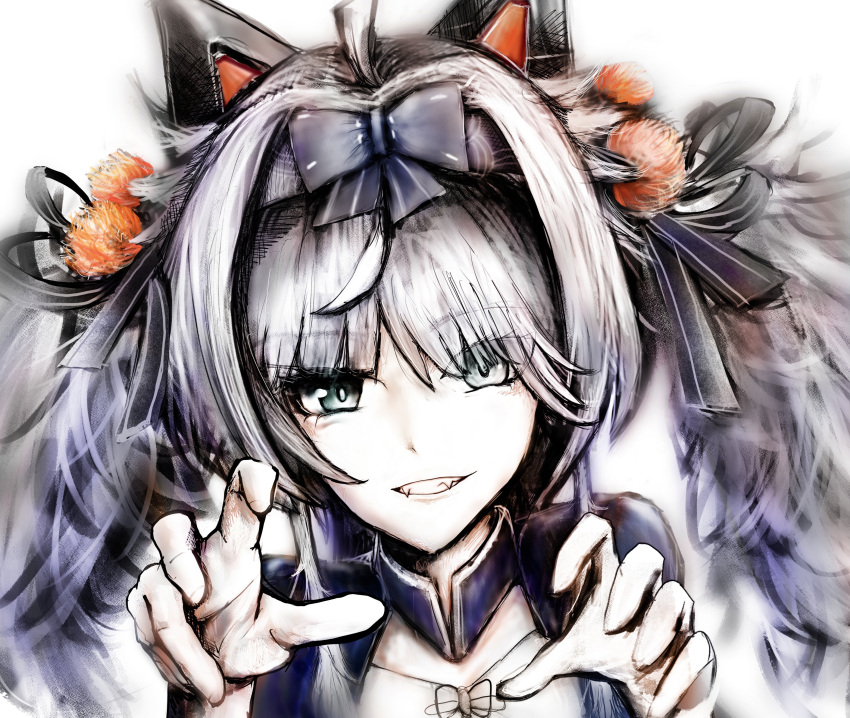 1girl, absurdres, ahoge, alternate_costume, alternate_hairstyle, black_ribbon, blue_shirt, chinese_clothes