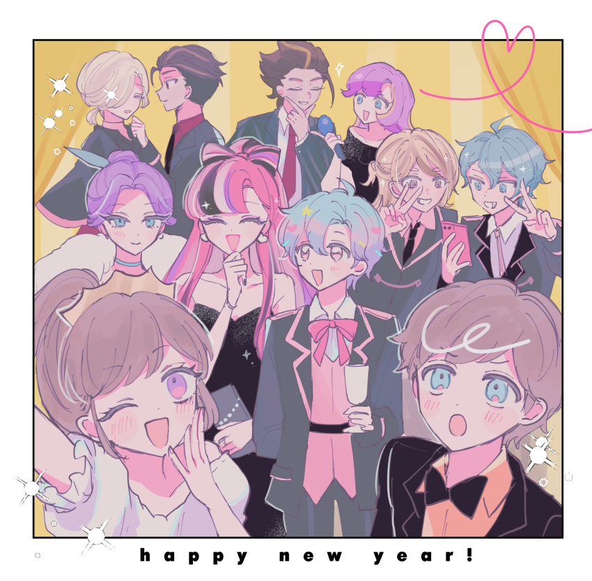 4girls, 6+boys, alternate_costume, blue_eyes, blue_hair, brave_cookie, capelet, chalice