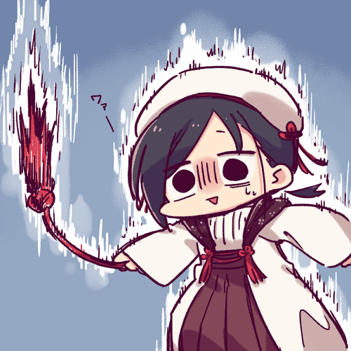 1boy, an'ya_meikyuu, beret, black_eyes, black_hair, black_skirt, blue_background, brown_skirt
