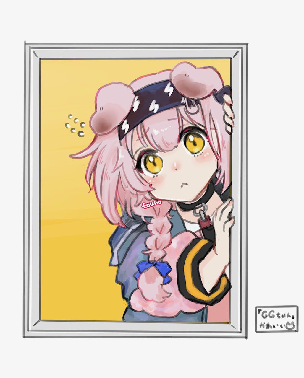 1girl, animal_ears, arknights, blue_ribbon, cat_ears, cat_girl, collar, commentary_request